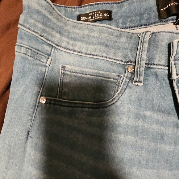 Whbm High Rise Demin Legging light blue jeans size large - Picture 5 of 5